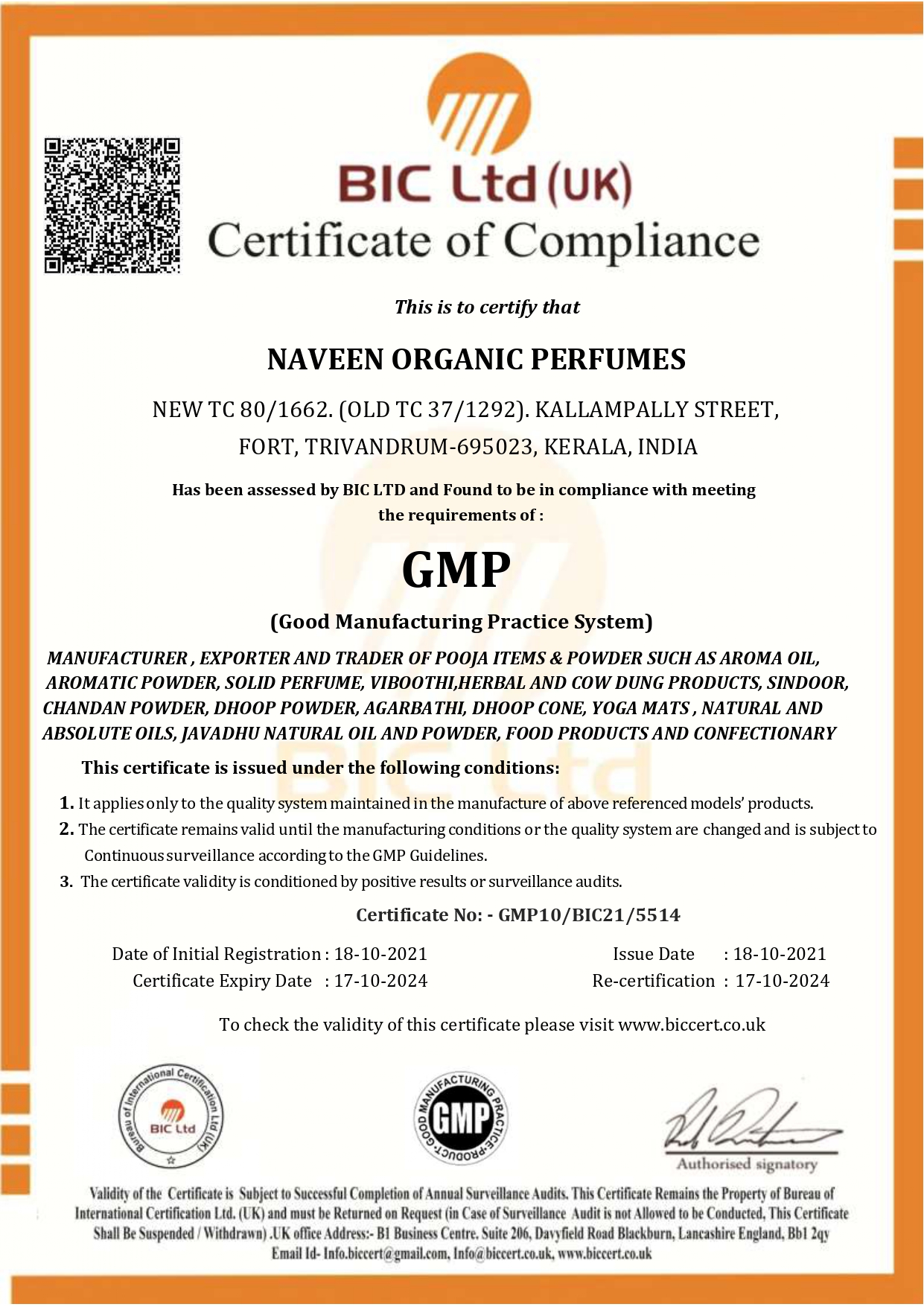 BIC Ltd (UK) Certificate